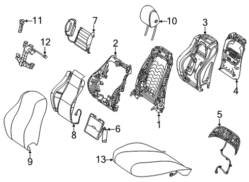 2021 Mercedes-Benz GLE53 AMG Passenger Seat Components Diagram 1