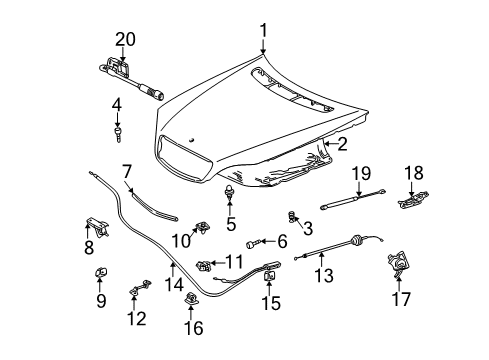 2000 Mercedes-Benz S430 Hood & Components, Body Diagram