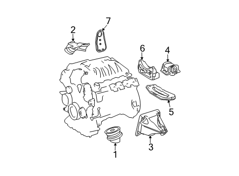 2007 Mercedes-Benz E550 Engine & Trans Mounting Diagram