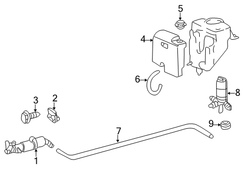 2000 Mercedes-Benz E55 AMG Washer Components Diagram