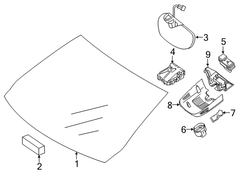 2015 Mercedes-Benz GLA45 AMG Windshield Glass Diagram