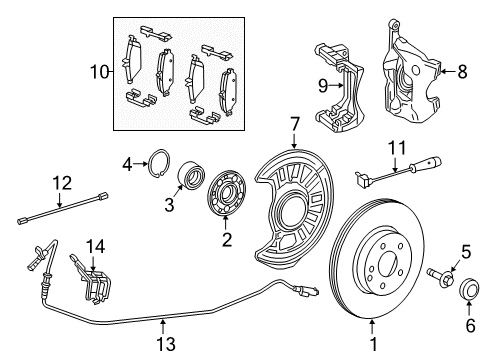 2019 Mercedes-Benz GLA45 AMG Front Brakes Diagram