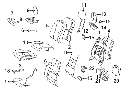 Seat Back Panel Diagram for 221-910-05-39-7J19