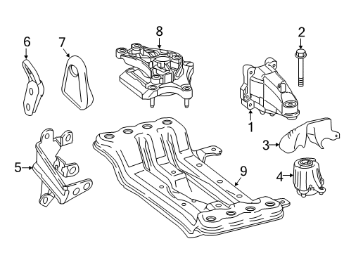 2017 Mercedes-Benz E43 AMG Engine & Trans Mounting Diagram