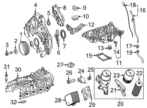 Lower Timing Cover Seal Diagram for 278-015-00-80