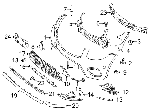 2019 Mercedes-Benz GLC43 AMG Front Bumper Diagram 1