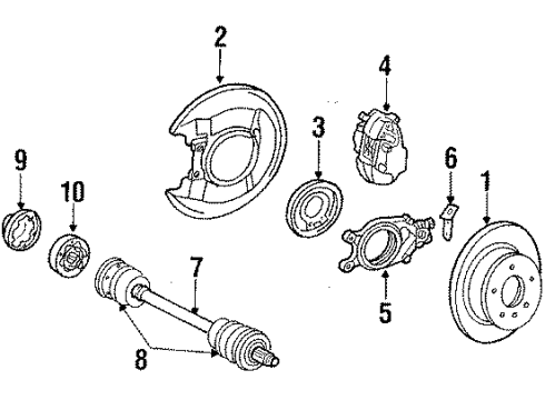 1988 Mercedes-Benz 560SEL Rear Brakes Diagram