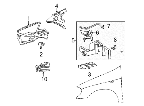 Apron Panel Bracket Diagram for 163-626-04-14