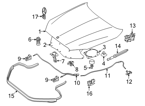 2020 Mercedes-Benz S560 Hood & Components, Exterior Trim, Body Diagram 1