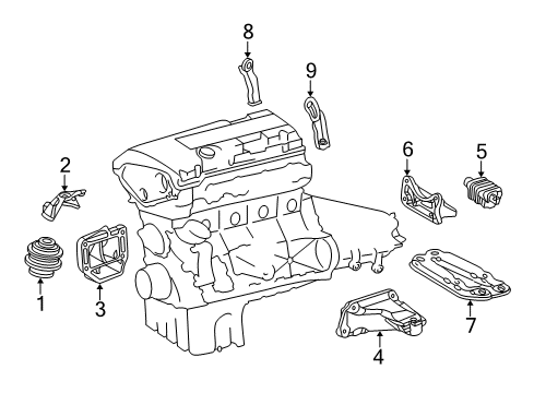 2000 Mercedes-Benz CLK430 Engine & Trans Mounting Diagram