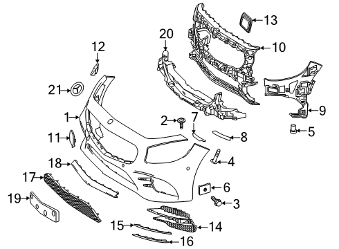 2019 Mercedes-Benz S560 Front Bumper & Components Diagram 1