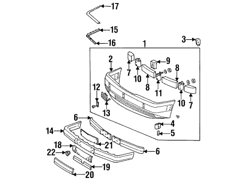 1994 Mercedes-Benz E320 Front Bumper Diagram 1