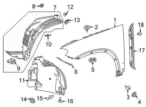 Front Fender Liner Diagram for 167-690-11-10