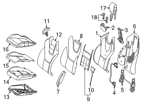 Seat Back Cover Diagram for 172-910-05-47-7M49