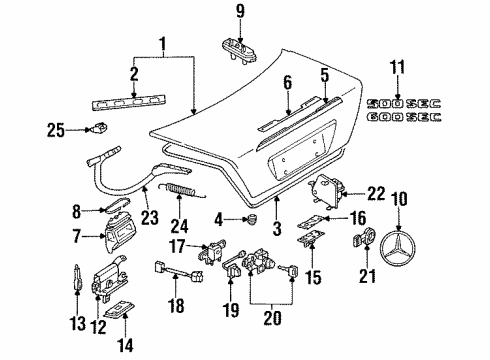 1997 Mercedes-Benz S600 Trunk, Body Diagram 2