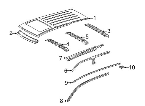 2003 Mercedes-Benz ML350 Roof & Components, Exterior Trim, Body Diagram