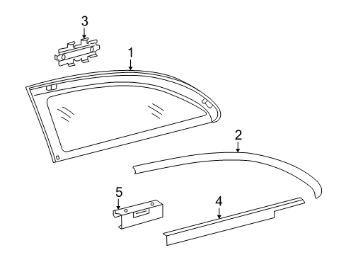 2004 Mercedes-Benz C230 Quarter Panel - Glass & Hardware Diagram