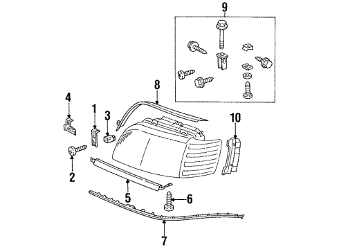 1994 Mercedes-Benz S420 Headlamps, Headlamp Washers/Wipers Diagram 1