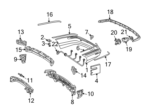 Bumper Cover Diagram for 203-885-10-25-27