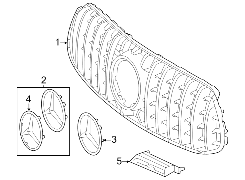 2024 Mercedes-Benz GLE53 AMG Grille & Components Diagram 2