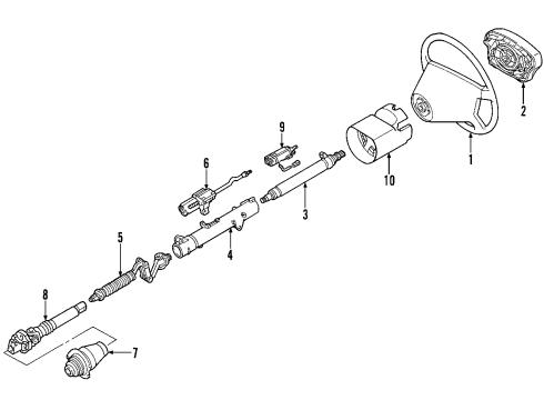 2002 Mercedes-Benz S600 Steering Column, Steering Wheel & Trim Diagram 1