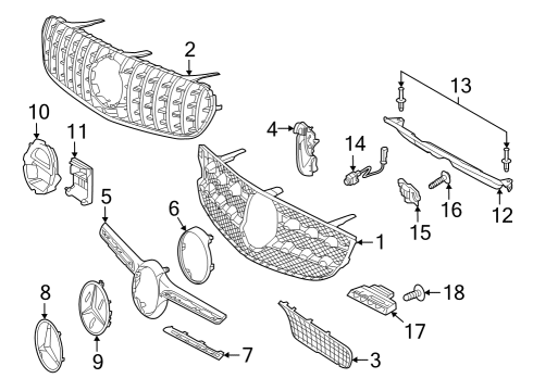 Grille Assembly Diagram for 253-888-85-00