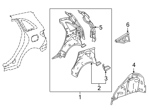 2017 Mercedes-Benz B250e Inner Structure - Quarter Panel Diagram