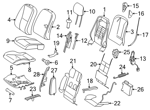 2012 Mercedes-Benz CL550 Driver Seat Components Diagram