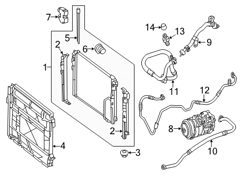 2012 Mercedes-Benz SLK55 AMG A/C Condenser, Compressor & Lines Diagram