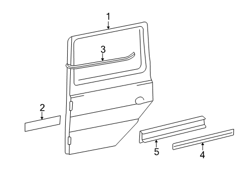 2009 Mercedes-Benz G55 AMG Door & Components, Exterior Trim, Trim Diagram 2