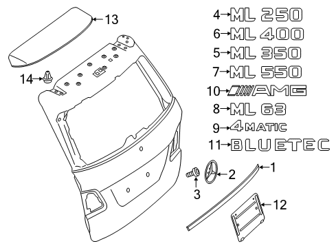 2013 Mercedes-Benz ML550 Exterior Trim - Lift Gate Diagram