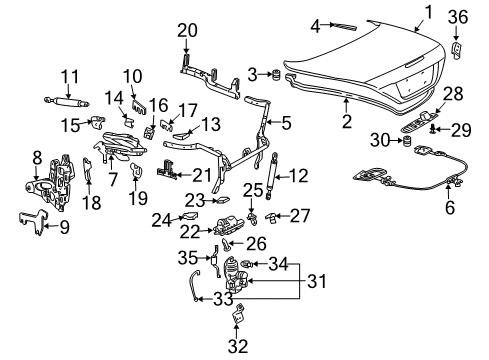 2007 Mercedes-Benz SL600 Trunk, Body Diagram