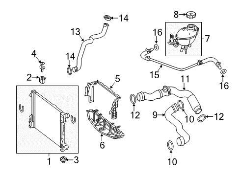 2013 Mercedes-Benz C250 Radiator & Components, Water Pump, Cooling Fan Diagram 1