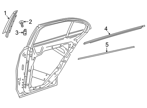 2023 Mercedes-Benz E450 Exterior Trim - Rear Door Diagram 2