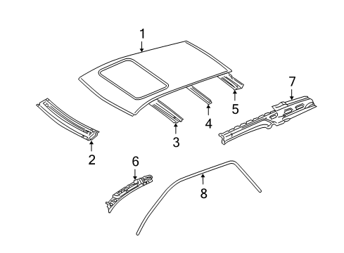 2012 Mercedes-Benz GL550 Roof & Components Diagram