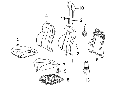 2003 Mercedes-Benz SLK32 AMG Front Seat Components Diagram