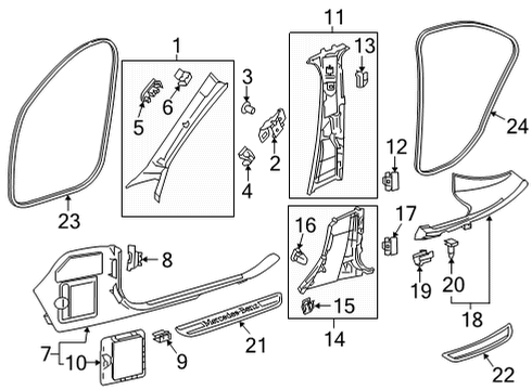 Upper Center Pillar Trim Diagram for 213-690-74-06-8W30