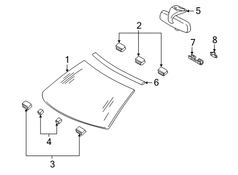 1996 Mercedes-Benz C280 Windshield Glass, Reveal Moldings Diagram