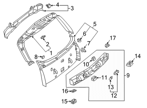 2023 Mercedes-Benz E450 Interior Trim - Lift Gate Diagram