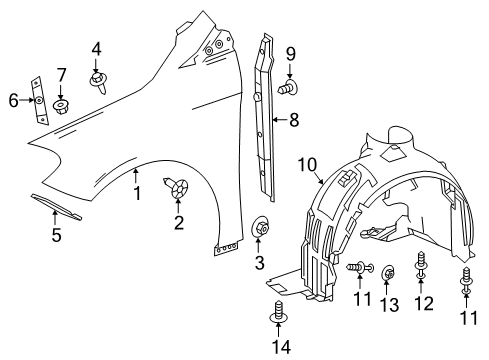 2016 Mercedes-Benz B250e Fender & Components Diagram