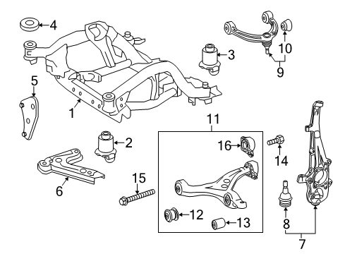 2018 Mercedes-Benz GLS63 AMG Front Suspension, Control Arm Diagram 1