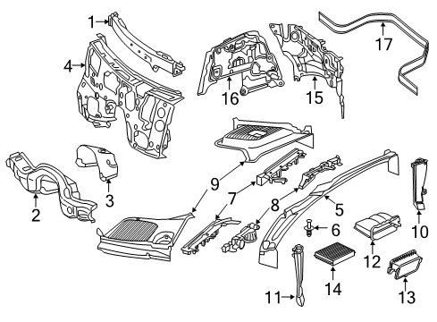 2017 Mercedes-Benz GLC300 Cowl Diagram 1