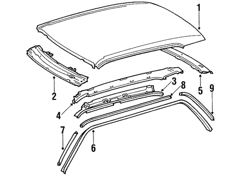 1991 Mercedes-Benz 350SD Roof & Components Diagram