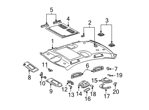 Overhead Lamp Diagram for 220-820-03-01-7G16