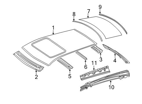 2009 Mercedes-Benz R350 Roof & Components Diagram