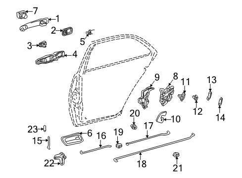 1999 Mercedes-Benz C230 Rear Door - Lock & Hardware Diagram