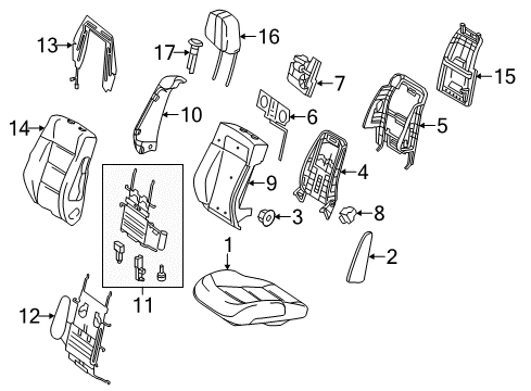 Seat Back Cover Diagram for 212-910-28-47-9D88