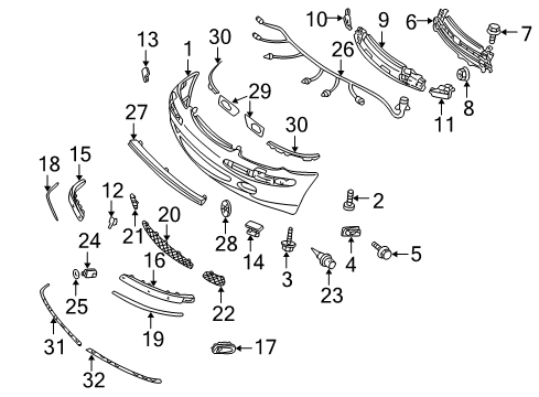 Tow Bracket Cover Diagram for 220-885-03-23-9999