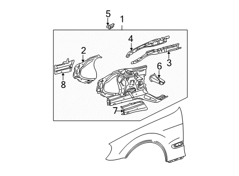 2002 Mercedes-Benz S430 Structural Components & Rails