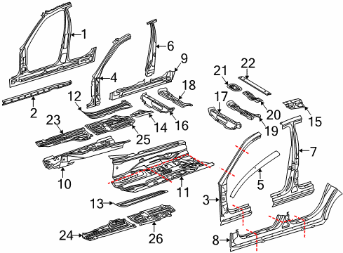 Rocker Reinforcement Diagram for 219-630-03-40